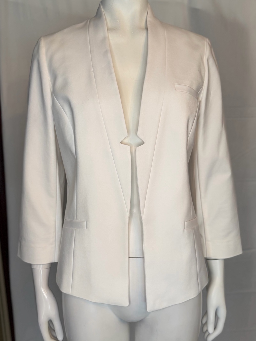 Catherine Malandrino Cream Open-Front Shawl Collar Blazer
